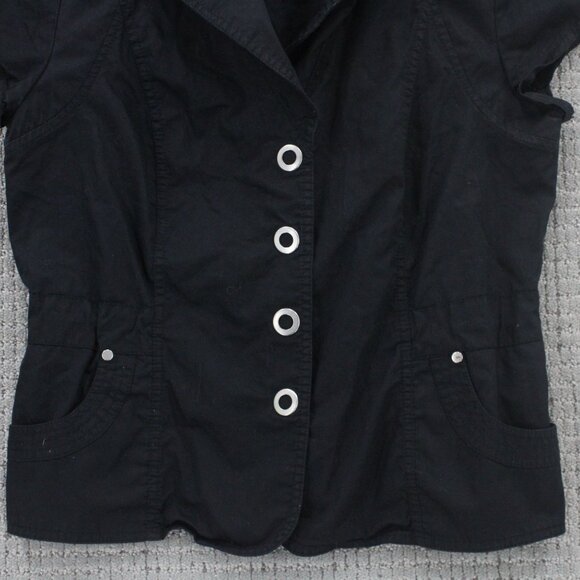Renuar Shirt Womens Size 12 Black Button Down Short Sleeve Pockets Collared - Picture 4 of 9